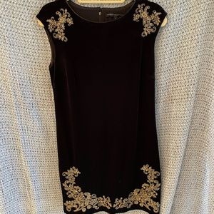 Black Velvet and Gold sequined dress by WHBM